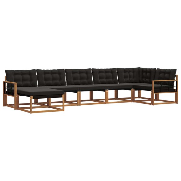 vidaXL Ensemble de canapés d'extérieur 7 pc Naturel et Noir