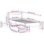 vidaXL Cadre de lit avec tiroirs blanc 75x190 cm bois de pin massif