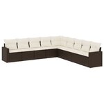vidaXL Salon de jardin avec coussins 9 Pièces marron résine tressée