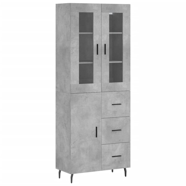 vidaXL Buffet haut Gris béton 69 5x34x180 cm Bois d'ingénierie