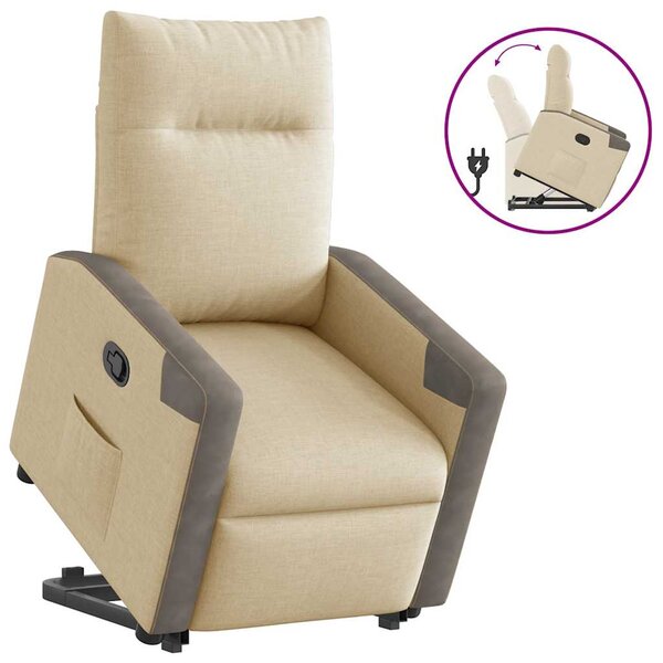 vidaXL Fauteuil inclinable Crème Tissu