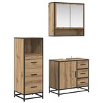 vidaXL Ensemble de mobilier de salle de bain 3 Pièces Chêne artisanal