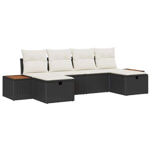 vidaXL Ensemble de canapé de jardin 6 Pièces Noir 55 x 62 x 69 cm
