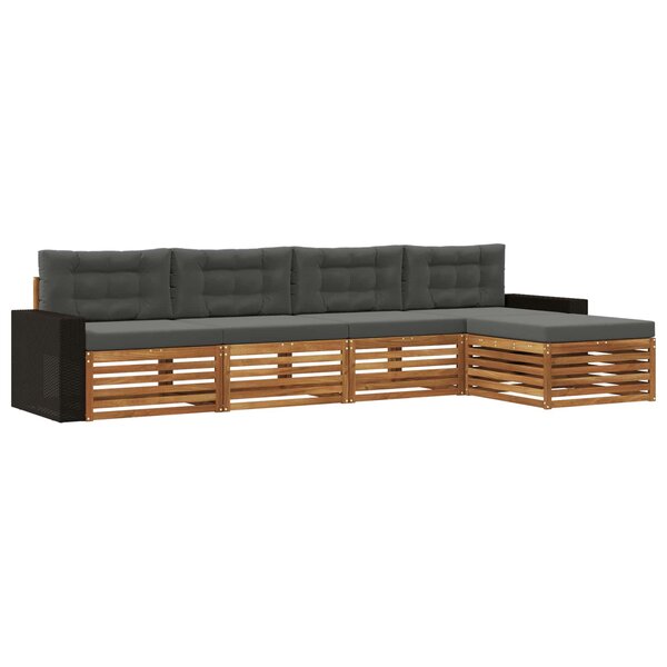 vidaXL Ensemble de canapés d'extérieur 5 pc Naturel et Anthracite