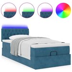 vidaXL Lit ottoman avec matelas et LED bleu foncé 80x200cm velours