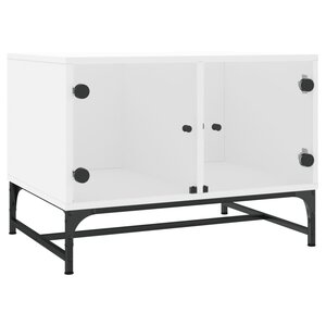 vidaXL Table basse avec portes en verre blanc 68 5x50x50 cm