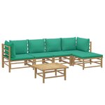Salon de jardin meuble d'extérieur ensemble de mobilier 6 pièces avec coussins vert bambou 02_0016954