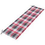 vidaXL Banc de jardin avec coussin à carreaux rouge 175 cm Teck massif