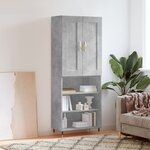 vidaXL Buffet haut Gris béton 69 5x34x180 cm Bois d'ingénierie