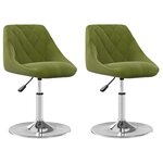 vidaXL Chaises pivotantes à manger lot de 2 vert clair velours