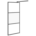 vidaXL Paroi de douche 80x195 cm Verre ESG demi-dépoli Noir