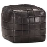 vidaXL Pouf 40 x 40 x 40 cm Noir Cuir véritable de chèvre
