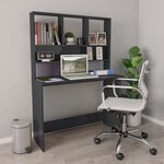 vidaXL Bureau avec étagères Gris brillant 110 x 45 x 157 cm Aggloméré