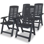 vidaXL Chaises inclinables de jardin lot de 4 Plastique Anthracite