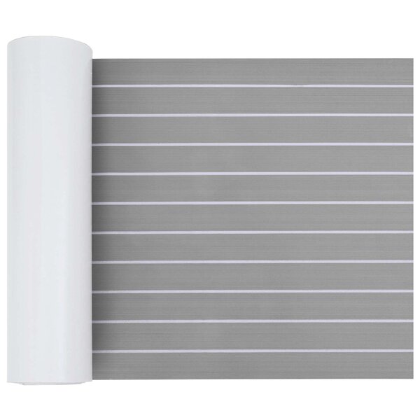 vidaXL Tapis de bateau Rayé Gris clair et blanc 240 x 60 cm EVA