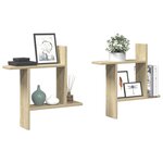 vidaXL Étagères murales 2Pièces chêne sonoma 50x12x50cm bois d'ingénierie