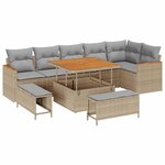 vidaXL Ensemble de canapé de jardin 9 Pièces Beige Poly rotin