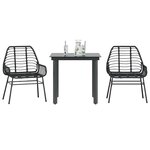 vidaXL Ensemble à manger de jardin 3 Pièces noir résine tressée verre