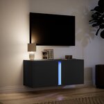 vidaXL Meuble TV mural avec lumières LED noir 80x31x35 cm