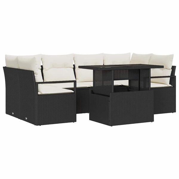 vidaXL Ensemble de canapé de jardin 7 pièces en poly rattan noir