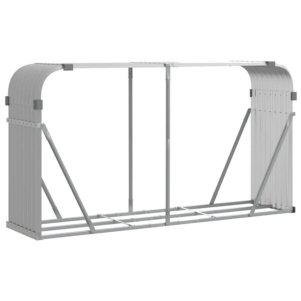 vidaXL Porte-bûches gris clair 180x45x100 cm acier galvanisé
