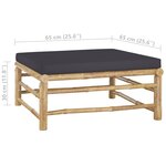vidaXL Repose-pied de jardin avec coussin gris foncé Bambou