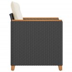 vidaXL Chaise de jardin avec coussins noir résine tressée