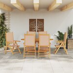vidaXL Ensemble de Salle à Manger de Jardin 7 Pièces Beige en Bois Acacia