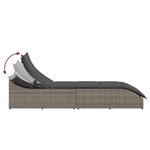 vidaXL Chaise longue pliante coussin et rangement gris résine tressée