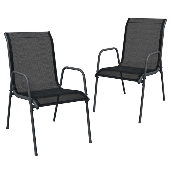 vidaXL Chaises de jardin lot de 2 Acier et textilène Noir
