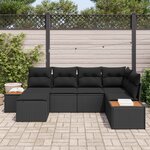 vidaXL Ensemble de canapé de jardin avec coussin 7 Pièces Noir Polyrotin