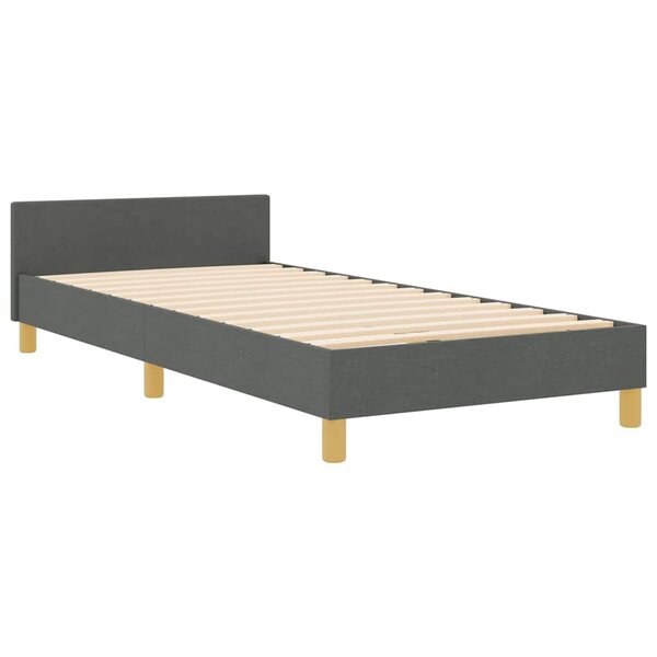 vidaXL Cadre de lit avec tête de lit Gris foncé 90 x 200 cm tissu