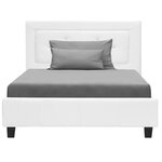 EDOUARD Lit enfant contemporain- Simili Blanc - Sommier inclus - 90 x 190 cm
