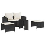 vidaXL Salon de jardin 5 Pièces avec coussins empilable noir polyrotin