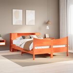 vidaXL Cadre de lit sans matelas cire marron 135x190cm bois pin massif