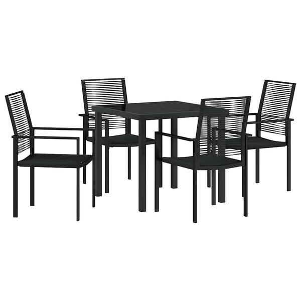 vidaXL Ensemble de salle à manger pour jardin 5 Pièces Noir