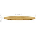 vidaXL Dessus de table Bois de chêne massif Rond 23 mm 700 mm