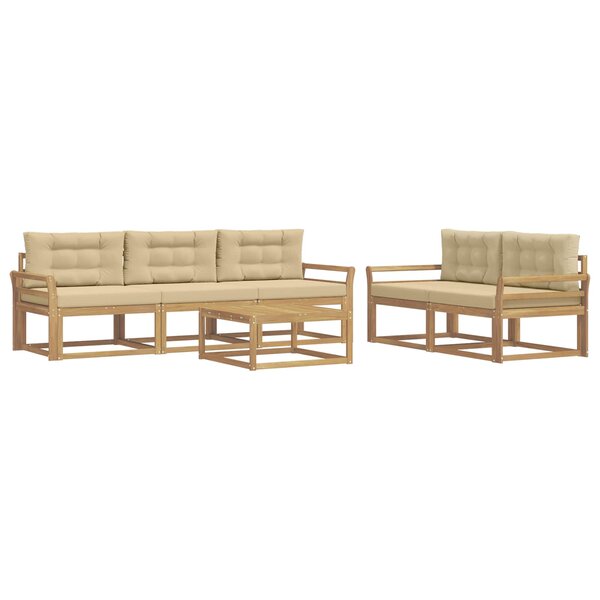 vidaXL Ensemble de canapés d'extérieur 6 pc Blanc et Beige