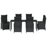 vidaXL Ensemble de repas de jardin 7 pièces en Rattan poli noir