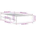 vidaXL Cadre de lit avec tiroirs sans matelas gris béton 90x190 cm