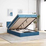 vidaXL Cadre de lit ottoman avec matelas bleu foncé 140x200 cm velours