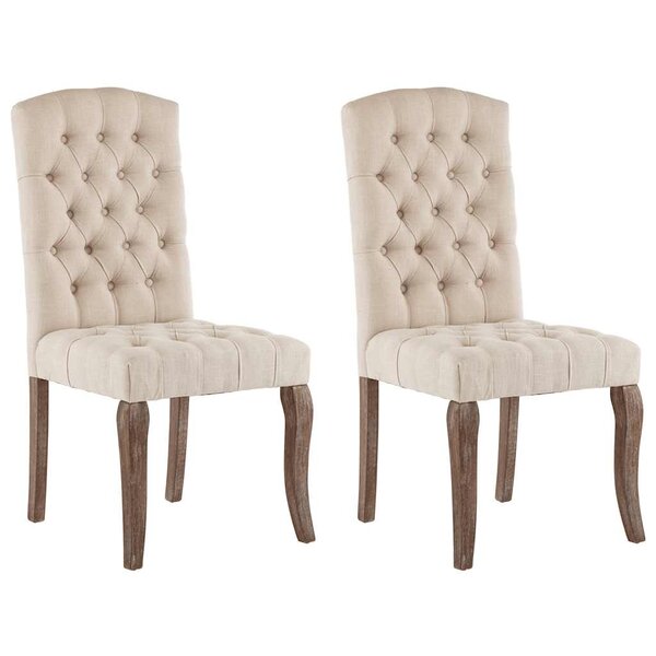 vidaXL Chaises à manger lot de 2 beige tissu à l'aspect de lin