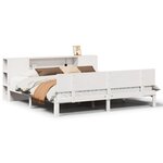 vidaXL Lit bibliothèque sans matelas blanc 200x200 cm bois pin massif