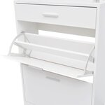 vidaXL Meuble à chaussures avec tiroir et plateau en verre Bois Blanc