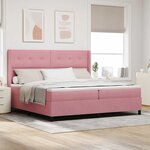 vidaXL Lit à ressorts avec matelas Rose 200 x 200 cm Velours