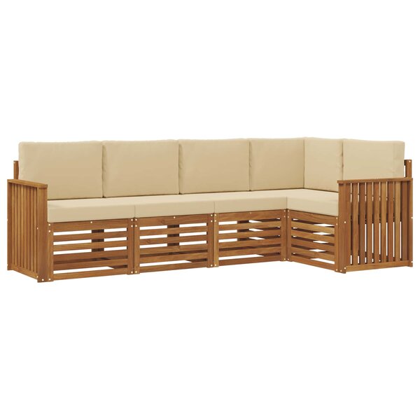 vidaXL Ensemble de canapés d'extérieur 5 pc Naturel et Beige Polyester