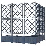vidaXL Bac à fleurs avec Treillis 5 Pièces Gris 120 x 120 x 125.5 cm PP