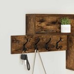 vidaXL Porte-manteau mural avec étagère Chêne fumé 100 x 12 x 43 5 cm