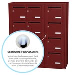 Bloc collectif Leabox  3x4  grade 3  simple face  intérieur  fixation murale  rouge brun ral 3011 finition brillante