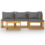Salon de jardin meuble d'extérieur ensemble de mobilier 5 pièces avec coussin bois d'acacia solide 02_0016288